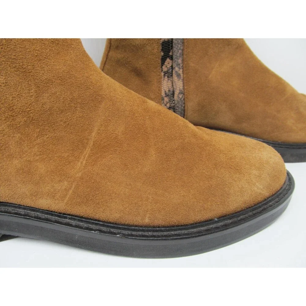 Donald J. Pliner Womens Brown Suede Double Side Zippers Ankle Boots Size US 8.5